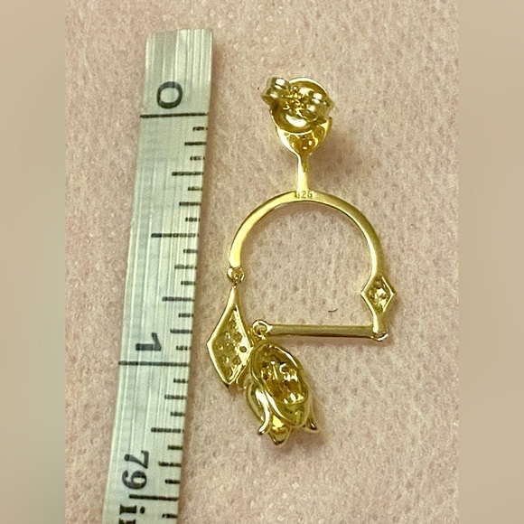 🌷 Fairy Tulip 🌷 design asymmetrical sterling silver earrings 14K Gold plated 🌺 - Picture 5 of 6